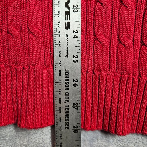 Liz & Co Women's 3X Bold Red Cable Knit Quarter-Zip Sweater Cotton Ribbed office - Picture 5 of 13